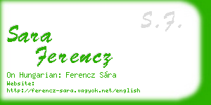 sara ferencz business card